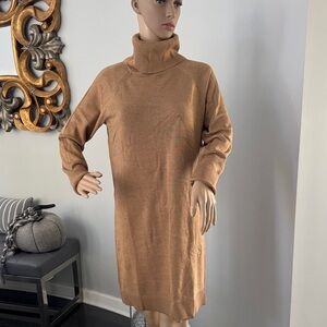 Banana Republic Tan Long Sleeve Turtleneck Dress